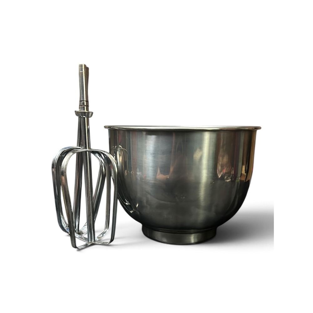 Vintage Sunbeam Mixmaster 1960s Stainless Steel Mixing Bowl & Beater Set